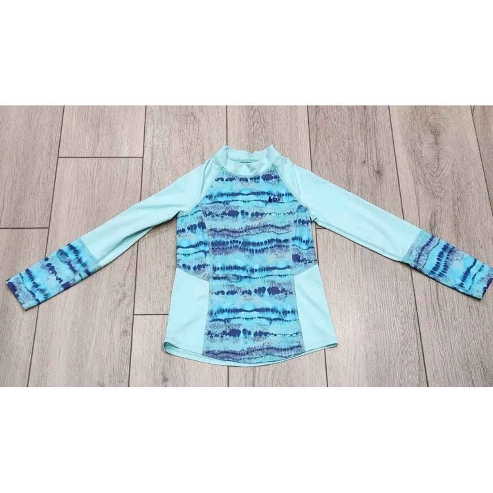 REI Size 6-7 XS Girls UPF Rash Guard Beach Outdoors‎ Long Sleeve Swim Shirt Blue